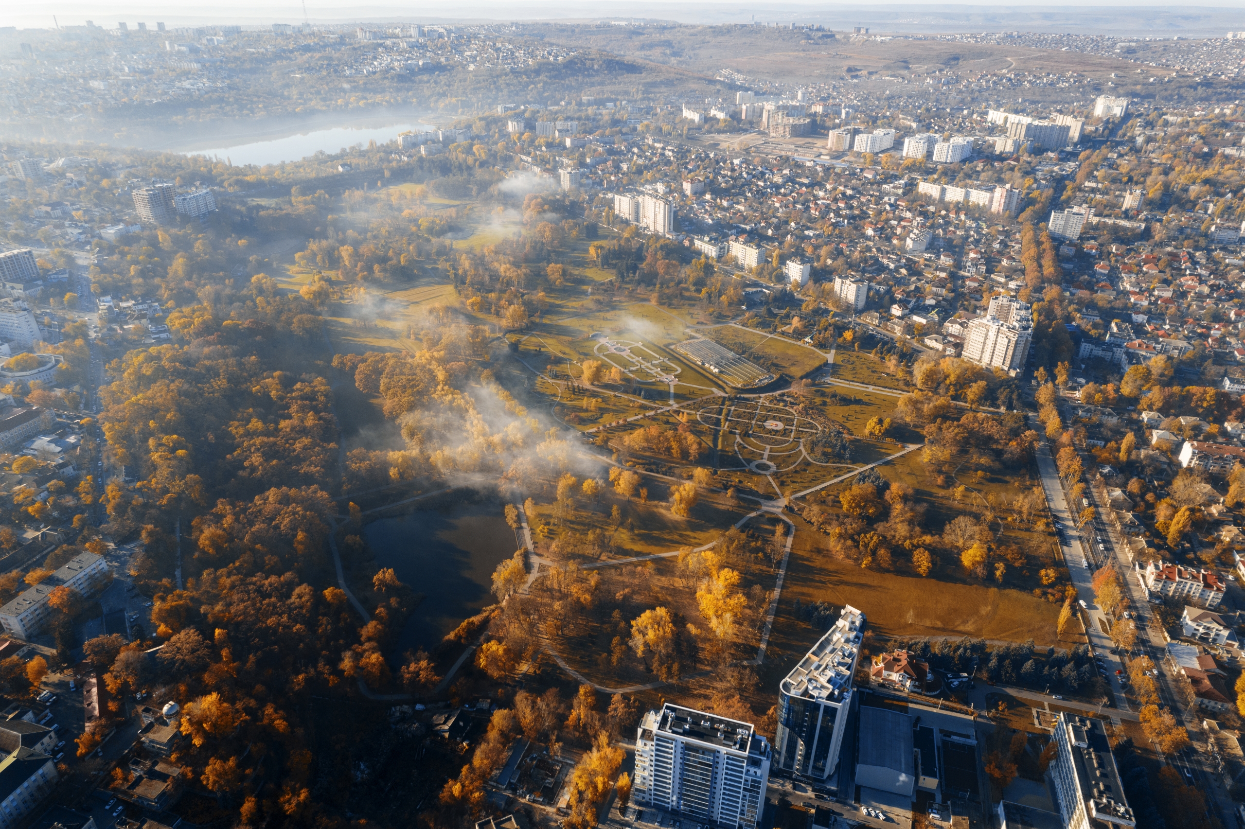 building aerial footage drone view survey scan
